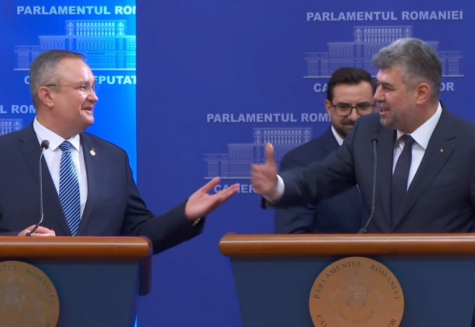 Nicolae Ciucă și Marcel Ciolacu, moment inedit la prezentarea noilor măsuri de sprijin: "Imaginea de coaliție este una deplină dacă rămâneți aici" 