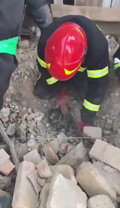 A supraviețuit miraculos după ce a fost îngropat în pământ de bombele rușilor | Imagini cu pompierii care scot la lumină un cățeluș, la Mihailovka 761811