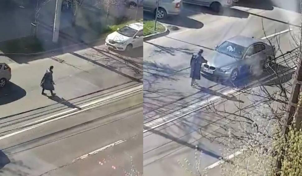 Pericol pe o șosea din Baia Mare. Un bărbat înarmat cu o bâtă a lovit toate mașinile care i-au ieșit în cale 761877