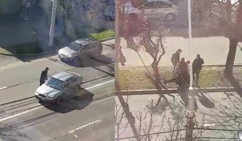 Pericol pe o șosea din Baia Mare. Un bărbat înarmat cu o bâtă a lovit toate mașinile care i-au ieșit în cale 761878