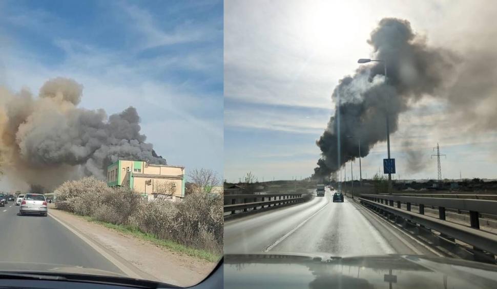Incendiu de proporții la marginea Timișoarei, cu pericol de extindere la un depozit de azotat de amoniu. Locuitorii au fost avertizați prin mesaj RO-Alert 762061