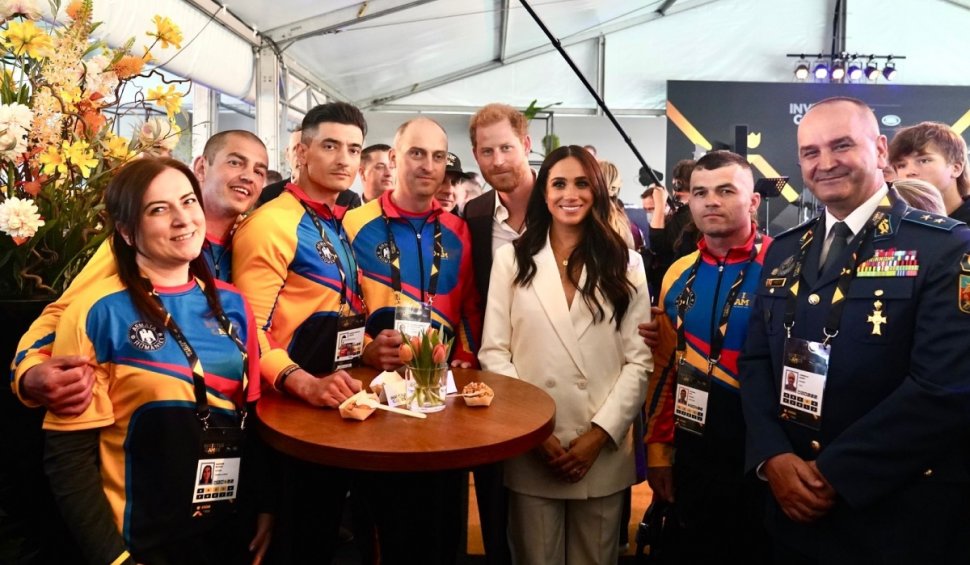 Prințul Harry și Meghan Markle, întâlnire cu militarii români de la Jocurile Invictus 2022: "Au făcut cunoştinţă cu umorul românesc"