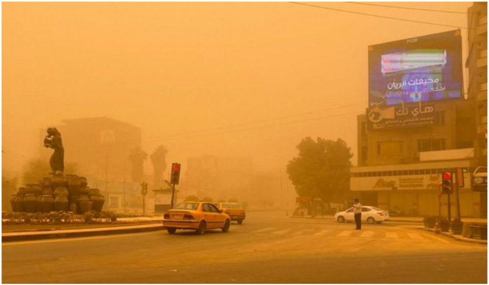 Imagini spectaculoase: Bagdad, afectat de o puternică furtună de nisip