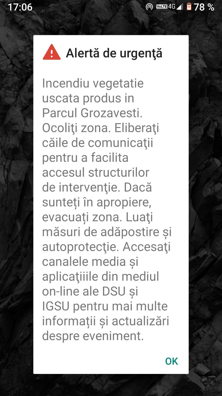Incendiu violent de vegetație,  în Parcul Grozăvești din Capitală! A fost transmis un mesaj Ro-Alert 766560