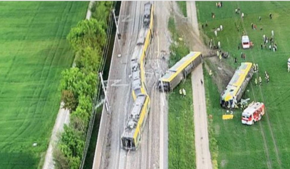 Accident cumplit lângă Viena. Un tren a deraiat, o persoană a murit, 3 sunt rănite grav