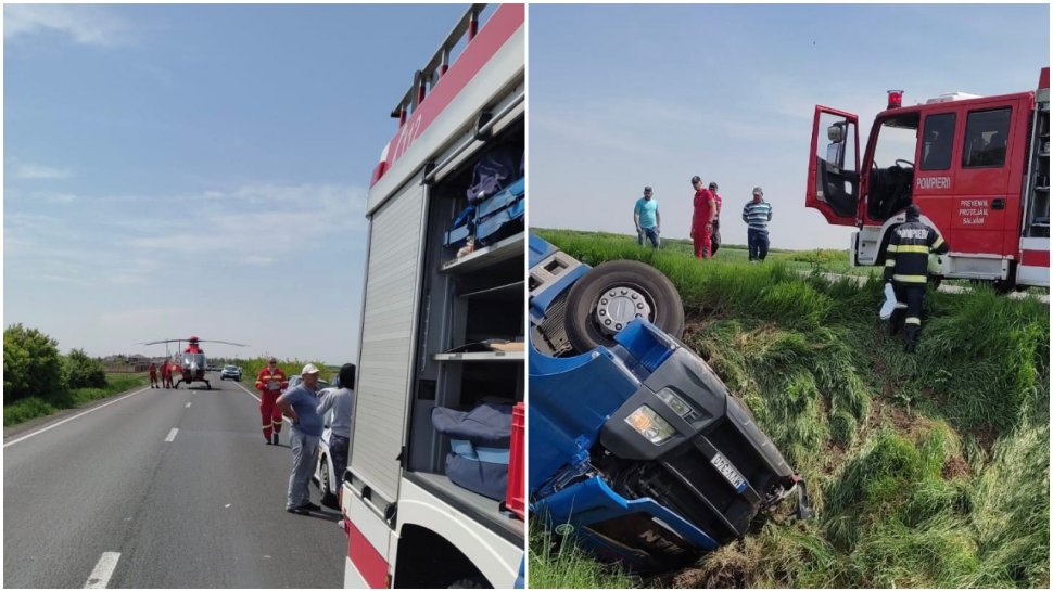 Accident în județul Arad! Un şofer a murit, după ce s-a răsturnat cu TIR-ul pe care îl conducea