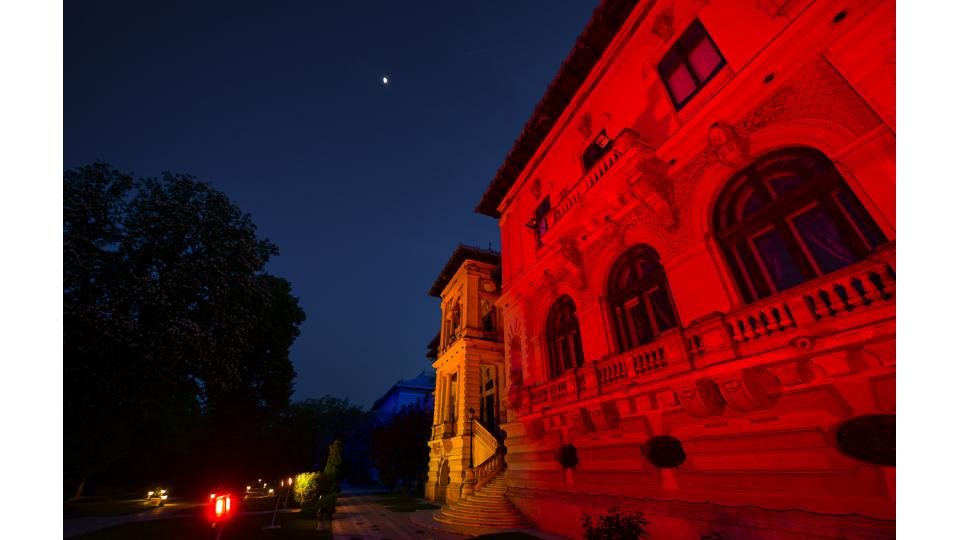 Palatul Cotroceni, iluminat în culorile tricolorului cu prilejul Zilei Independenței Naționale a României 767014