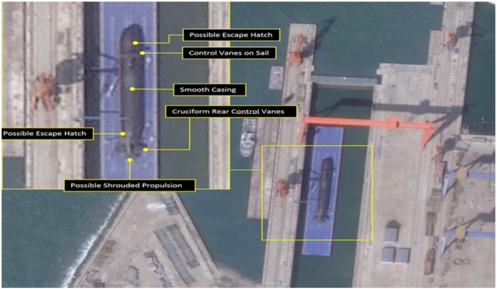 Imagini din satelit cu noul submarin de atac cu propulsie nucleară al Chinei