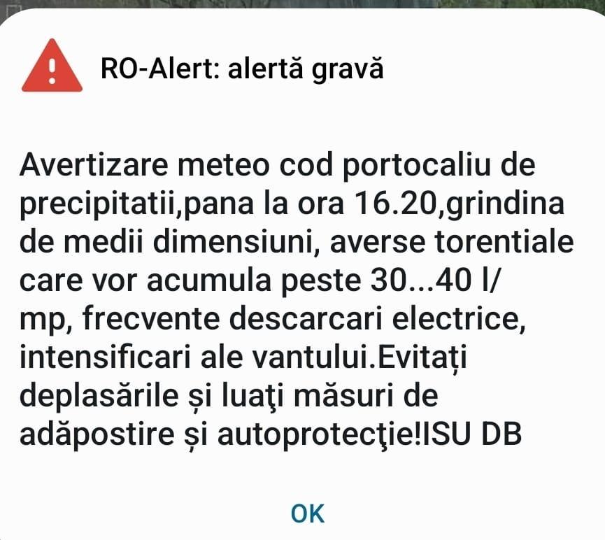 Mesaj RO-ALERT după o rupere de nori în Dâmboviţa | Averse torenţiale şi grindină în mai multe localităţi 767830