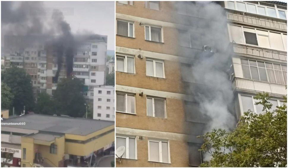 Incendiu într-un bloc cu 10 etaje din Bacău. 80 de persoane au fost evacuate