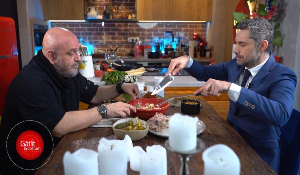 Alin Gălăţescu, între pasiune pentru modă, ştiinţe exacte şi bun gust. Ştefan Lungu a gătit alături de criticul de modă în ediţia 2 "Gătit la costum", sezonul 2  768492