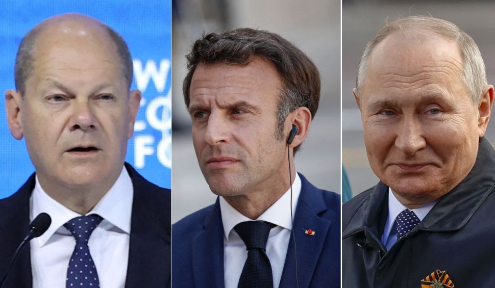 Noi amănunte de la discuția telefonică purtată de Emmanuel Macron și Olaf Scholz cu Vladimir Putin