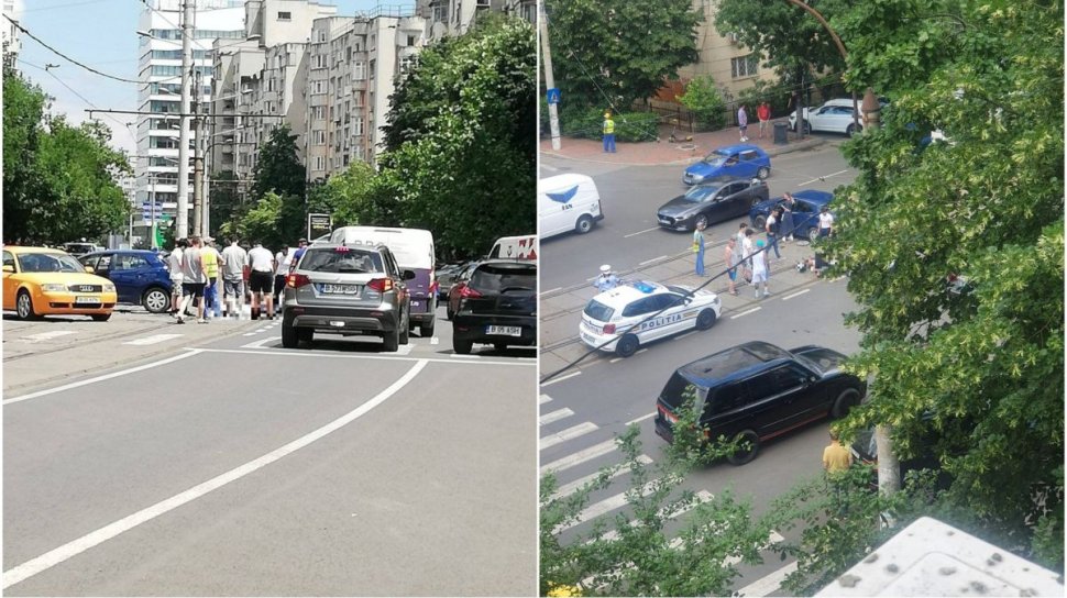 Polițist pe motocicletă, rănit după un accident în Bucureşti