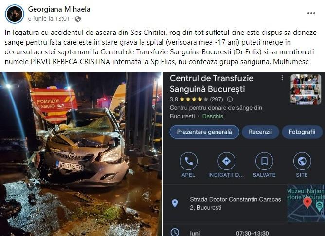O tânără se zbate între viaţă şi moarte, după ce a fost strivită în maşina condusă de un şofer beat şi drogat, într-un accident pe Şoseaua Chitilei 772528