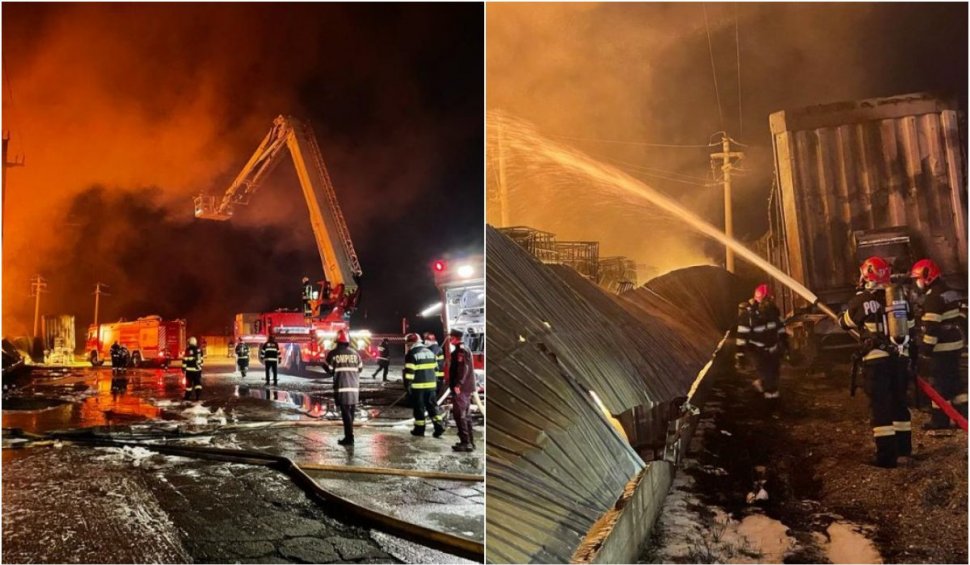 Incendiul izbucnit la depozitul de butelii din Pitești a fost stins după 20 de ore