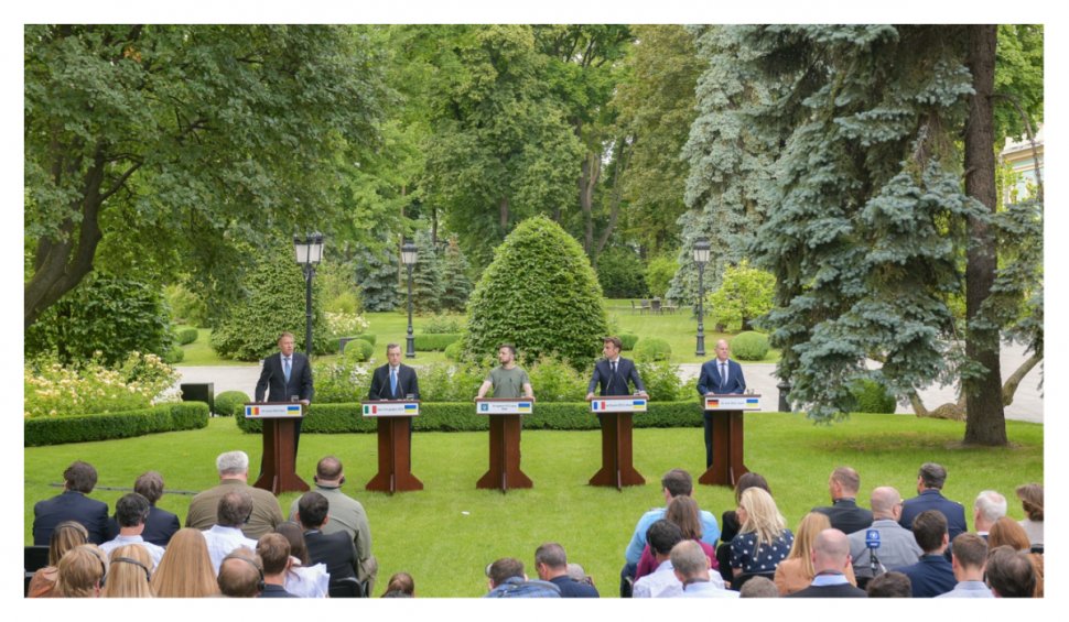 Iohannis, Macron, Scholz și Draghi, declarații de ultimă oră la Kiev, alături de Volodimir Zelenski