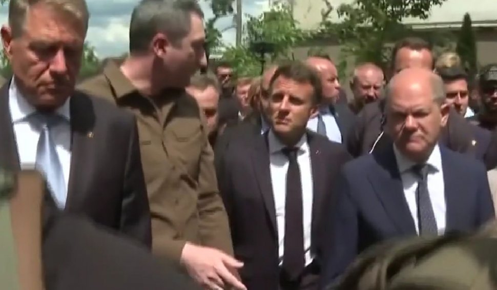 Iohannis, Macron, Scholz și Draghi, în vizită la Irpin, oraș eliberat de sub ocupația rușilor |  Radu Tudor: "Rușii au provocat intenționat alarma aeriană la Kiev"