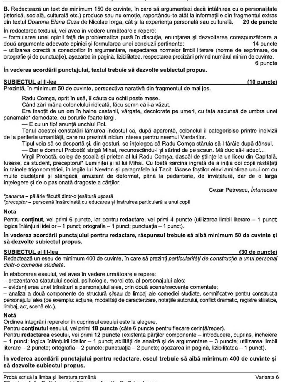 Bacalaureat 2022: Baremul la română, publicat. Elevii află cum se notează subiectele 774740