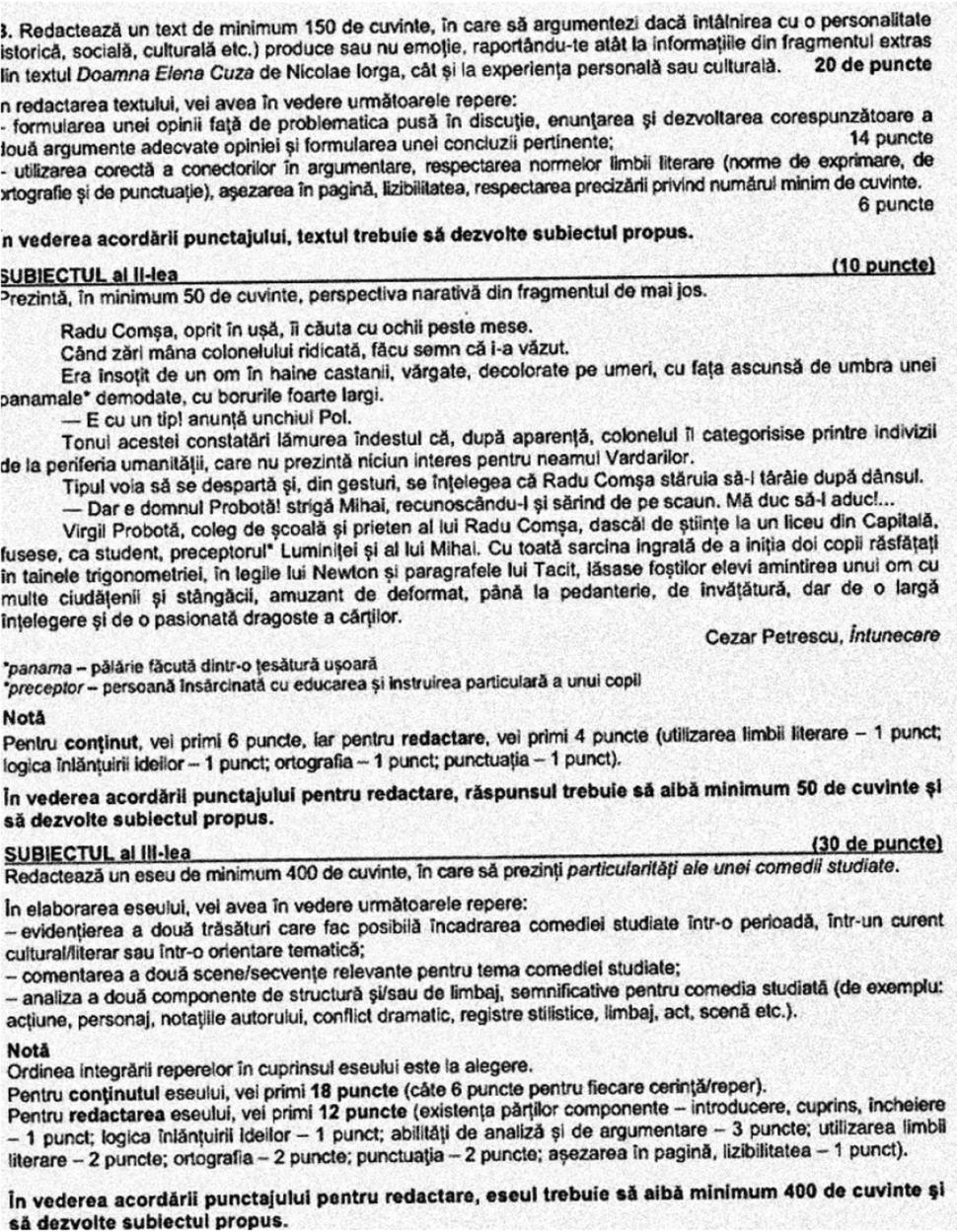 Bacalaureat 2022: Baremul la română, publicat. Elevii află cum se notează subiectele 774742