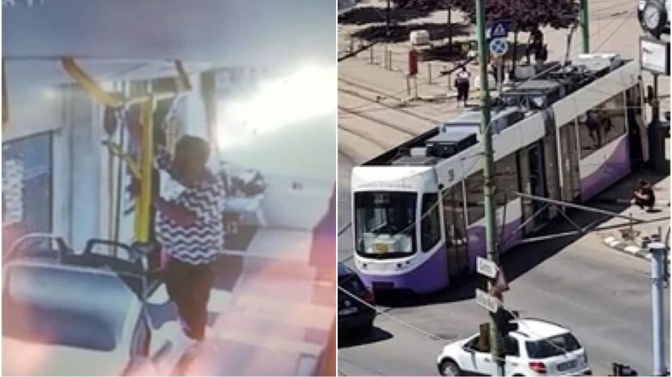 Bărbatul care încerca să deraieze tramvaie, filmat de camerele de supraveghere în timp ce trăgea maneta de siguranță