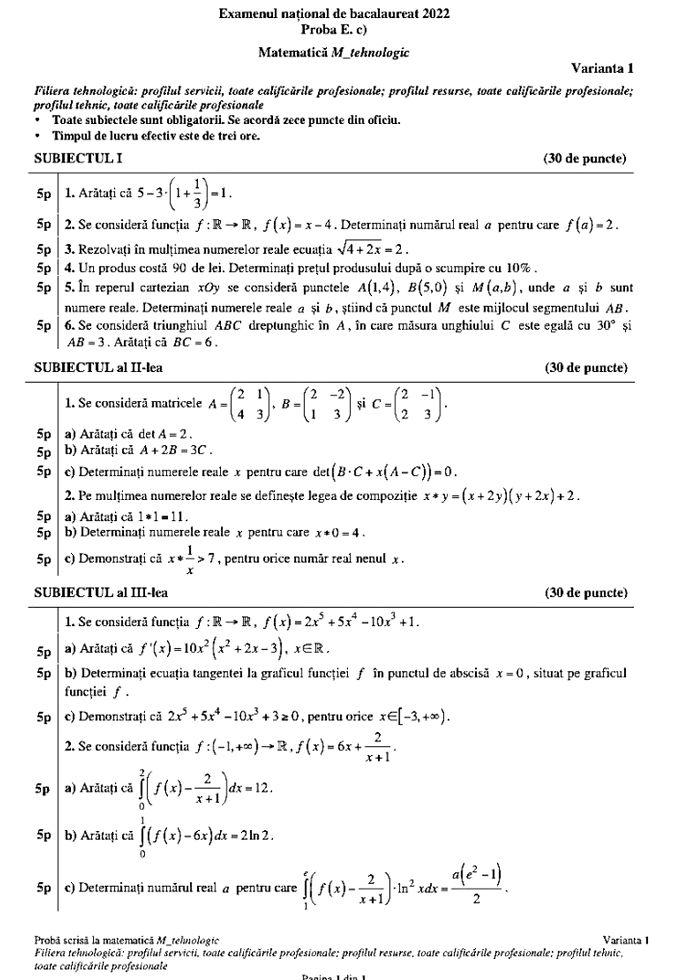 Bacalaureat 2022. Exercițiul-capcană la care mulți elevi au greșit la matematică: "Un produs costă 90 de lei. Care e prețul după o scumpire de 10%?" 774919