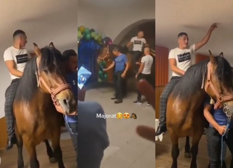 Un cal a fost invitatul special al unei petreceri de majorat din Brașov. Imaginile au devenit virale pe internet