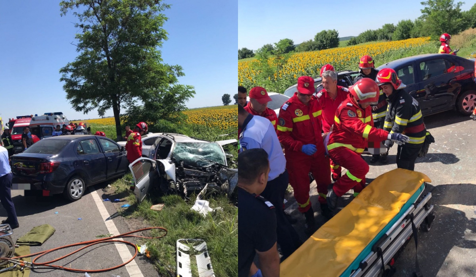 Patru morți și cinci răniți, într-un accident grav pe DN2, lângă Sinești. Trafic blocat pe sensul București - Urziceni