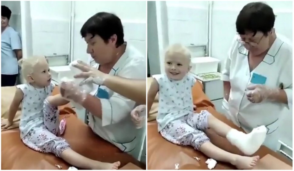 Imagini virale cu o fetiţă rănită care cântă imnul Ucrainei la spital, în timp ce este bandajată