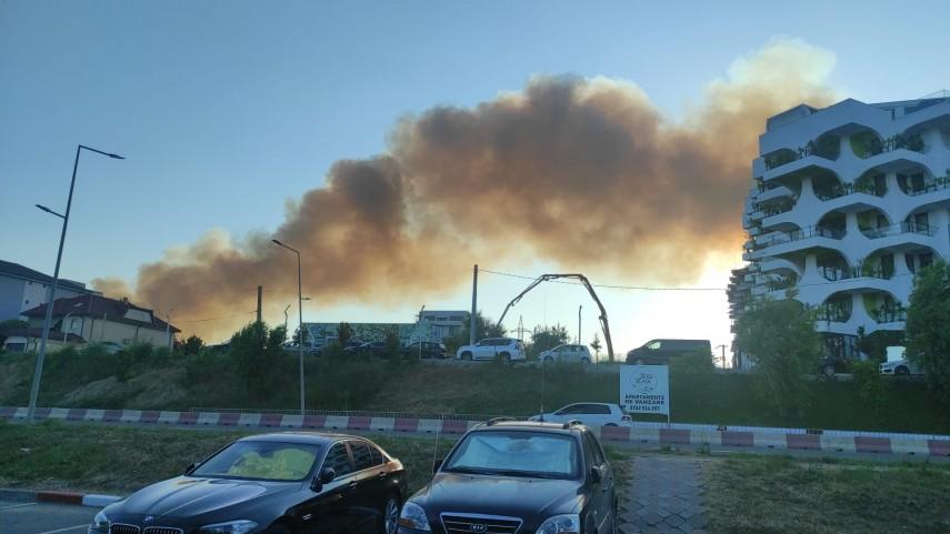 Incendiu masiv la un lan de grâu din Năvodari. Fumul se vede şi de pe malul mării 777381