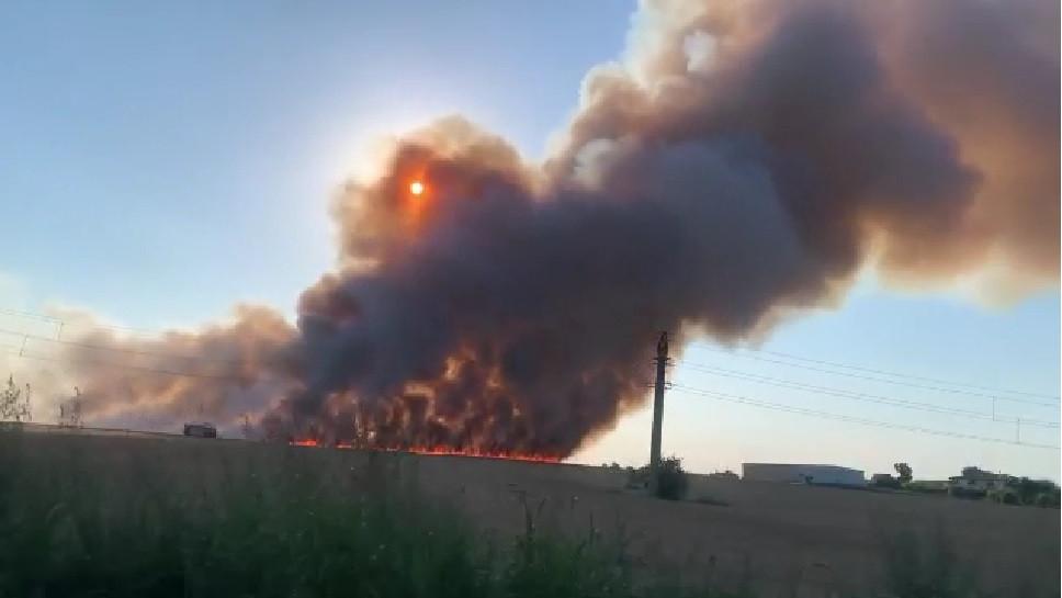 Incendiu masiv la un lan de grâu din Năvodari. Fumul se vede şi de pe malul mării 777387