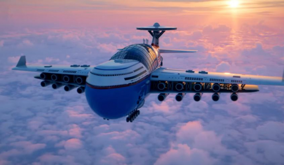 Cum ar putea arăta avionul-hotel al viitorului | Poate găzdui 5.000 de persoane și să rămână în aer timp de câțiva ani