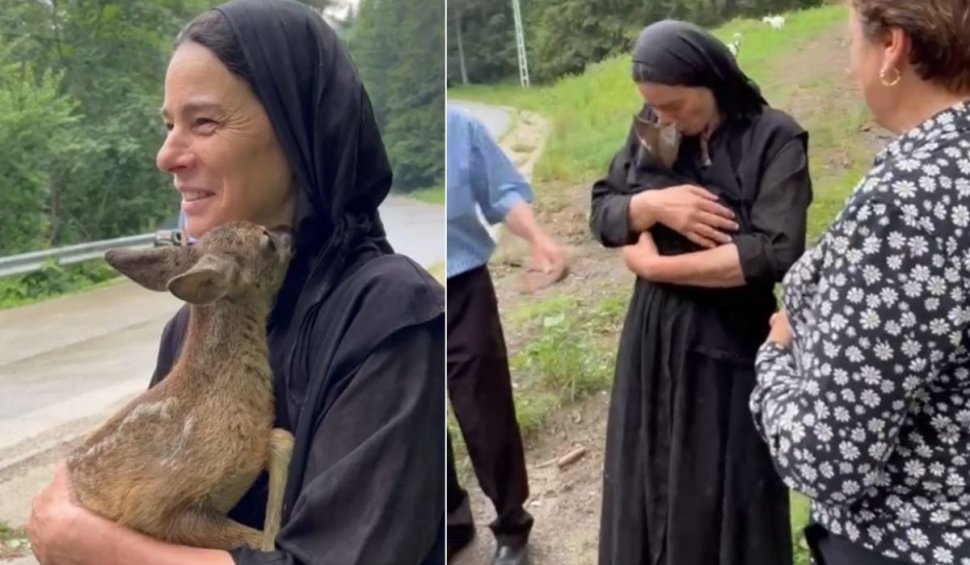 Un pui de căprioară a fost salvat de o măicuţă de la Mănăstirea Petru Vodă, iar acum sunt de nedespărţit