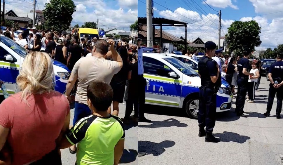 Cinci polițiști din Târgoviște, bătuți cu pumnii și picioarele la înmormântarea fetiței de 13 ani, lovită mortal pe trecerea de pietoni