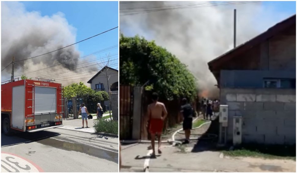 Incendiu violent într-un cartier din Buftea. 7 gospodării sunt cuprinse de flăcări