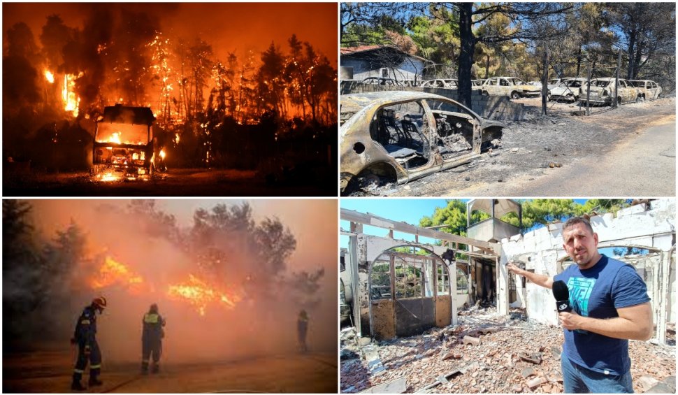 Imagini apocaliptice din regiunea Penteli din Grecia, devastată de incendiile de vegetaţie