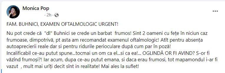 Monica Pop, reacție în scandalul Buhnici: ”Oglindă or fi având? Incalificabil ce-au putut spune...” 780930