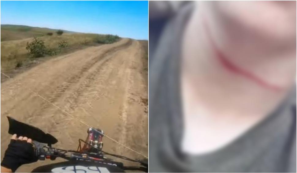 Un motociclist s-a ales cu răni la gât după ce a intrat într-o sârmă pusă pe un câmp din Cluj: "Dacă aveam viteză eram mort" 781160