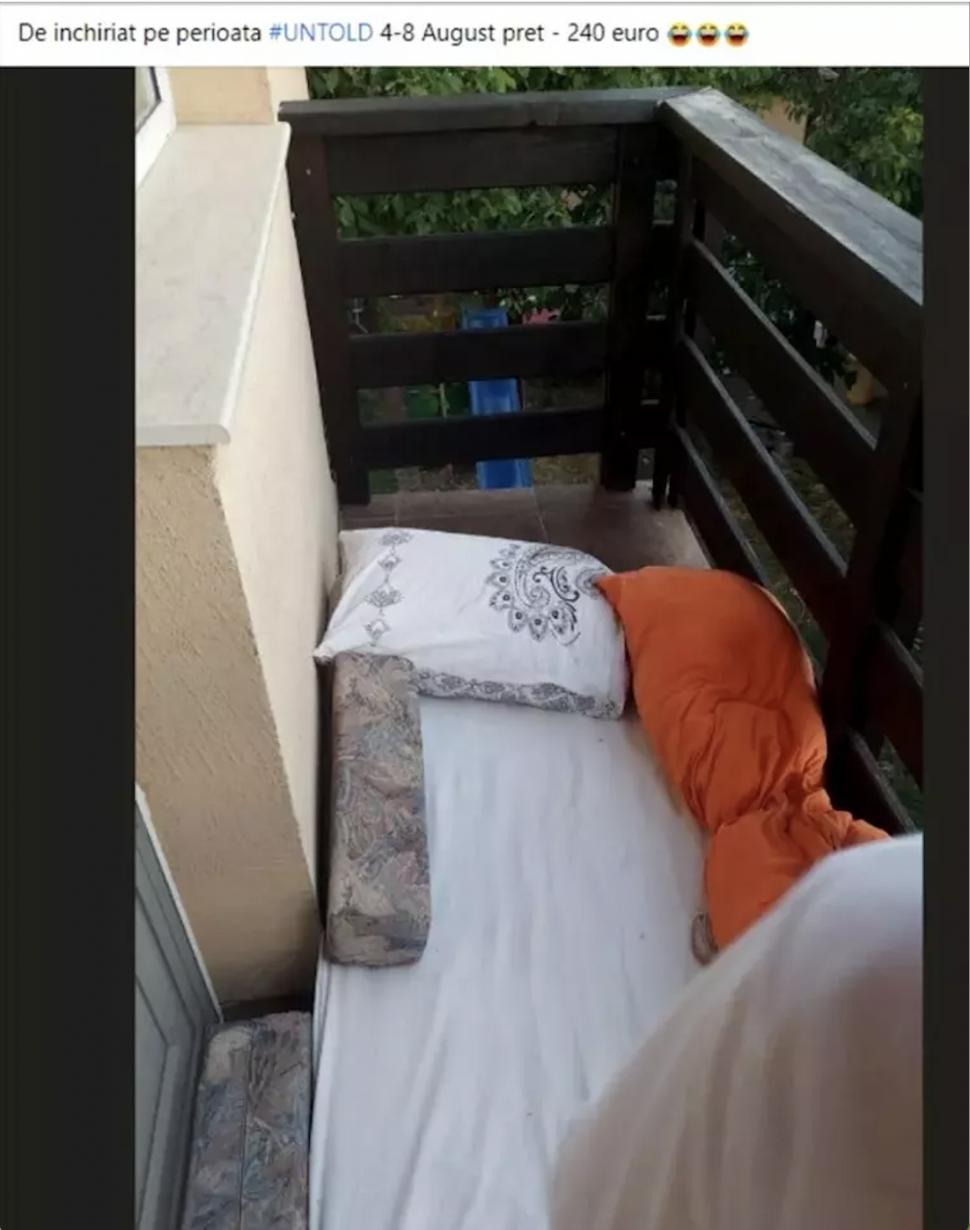 Balconul unui apartament din Cluj, viral pe internet. Glume pe seama proprietarului care îl închiriază pentru UNTOLD: ”Cu loc de parcare inclus?” 783305