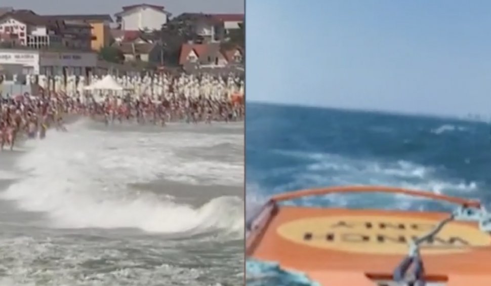 Operațiune uriașă de salvare pe litoral, în a treia zi cu steag roșu: Turiștii dispăruți în mare, la Costinești, sunt căutați de o navă