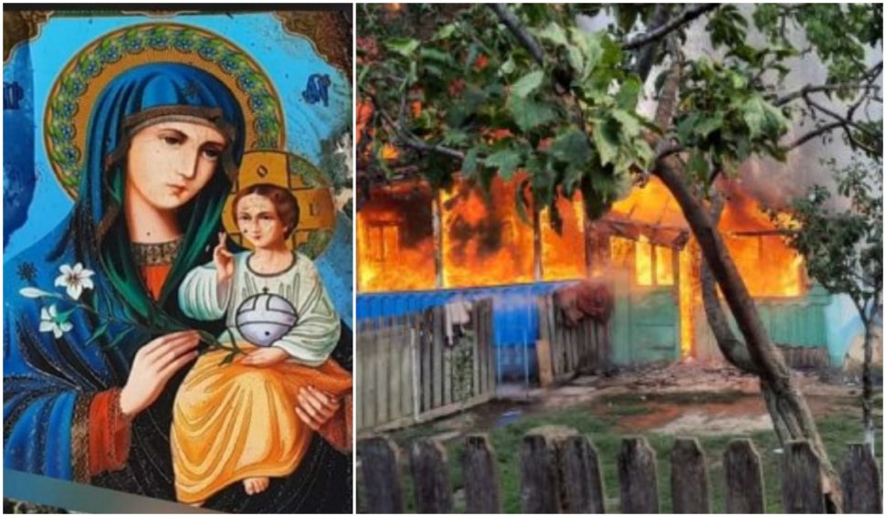 "Să o privim ca un semn" | Icoană a Sfintei Maria, găsită intactă după un incendiu care a distrus complet o casă din Botoşani
