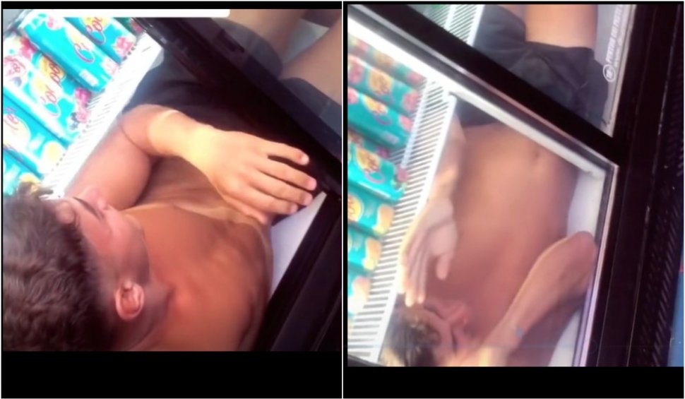 Un tânăr s-a băgat în frigider în supermarket ca să se răcorească