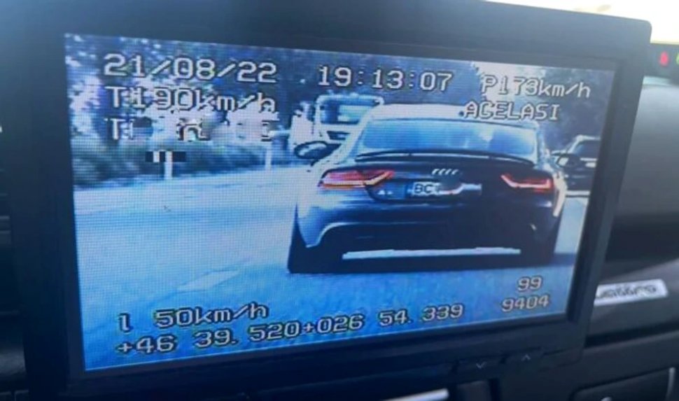 Șofer prins cu 190 km/h imediat după ce i-a fost suspendat permisul pentru viteză excesivă, în Bacău