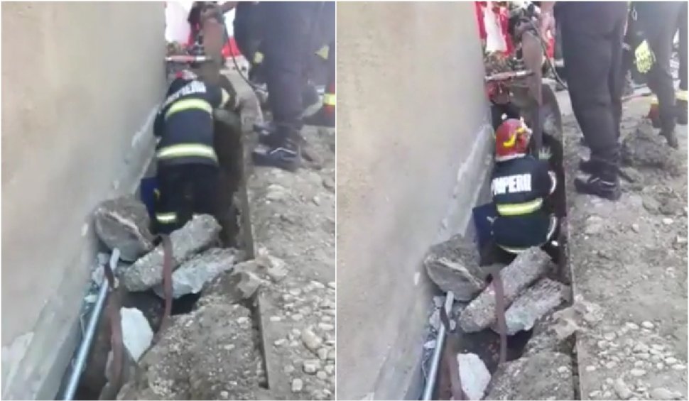 Doi muncitori, îngropați de vii în timp lucrau la fundația unei case din Oradea | 16 pompieri militari au încercat să îi salveze