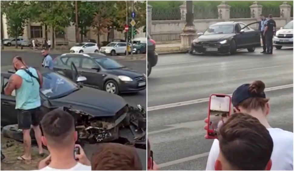 Un interlop celebru din Bucureşti a distrus o maşină în zona Palatului Parlamentului