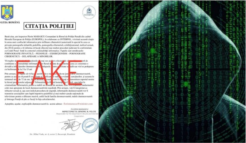 Poliția Română, avertisment asupra unui nou tip de înșelăciune online: "Nu trimitem astfel de email-uri"