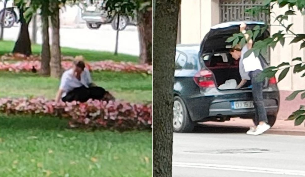 Tânără cu BMW, prinsă când fura flori cu tot cu rădăcină dintr-un parc din Craiova