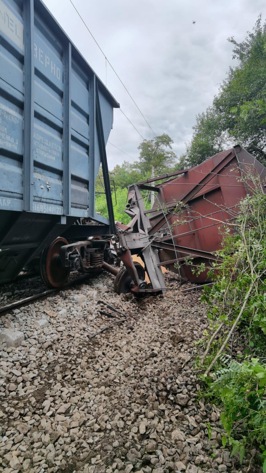 Două vagoane dintr-un tren cu cereale din Ucraina au deraiat și s-au răsturnat în Mureş. Anunţul CFR 789351
