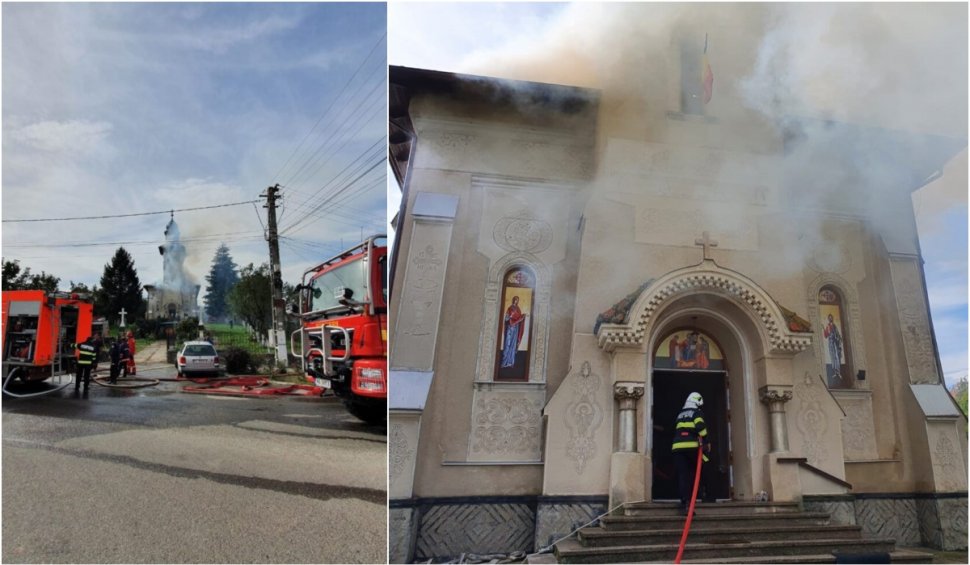 Incendiu puternic la o biserică ortodoxă din județul Sălaj