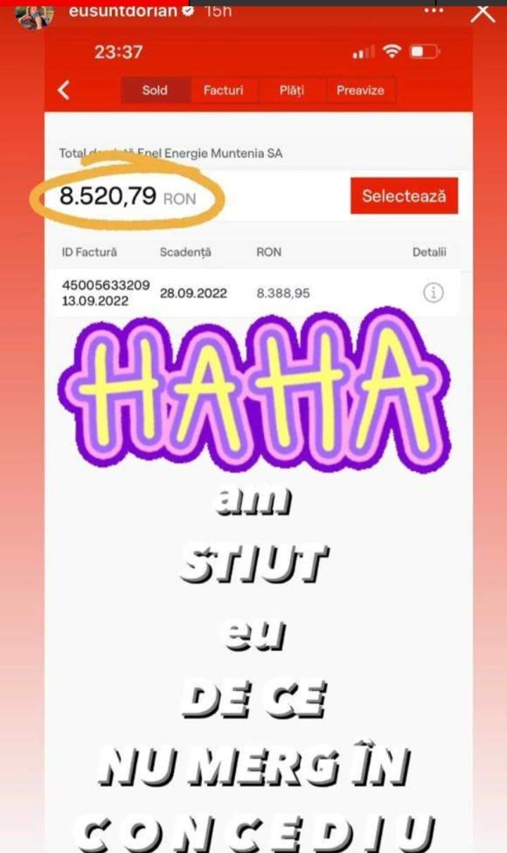 Dorian Popa, factură colosală la energia electrică. Peste 8.500 de lei! 789928
