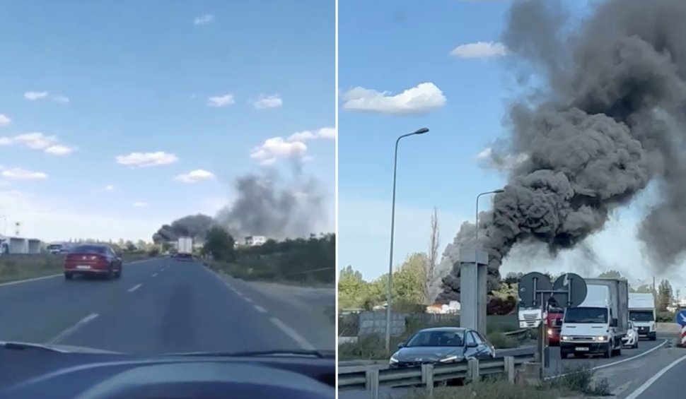 Incendiu puternic la un centru Remat din Chitila, lângă București